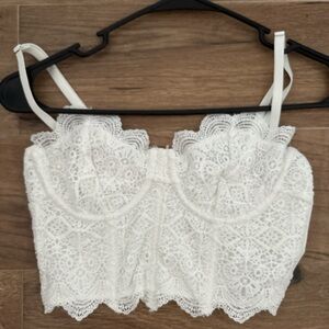 SHEIN White Lace Crop Top